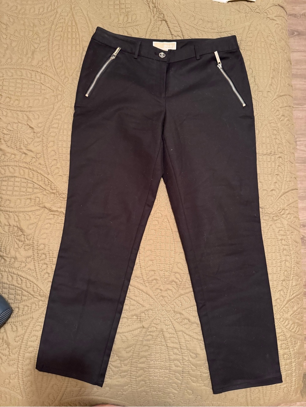 Michael Kors Black Straight-Leg pants with Silver Zippers